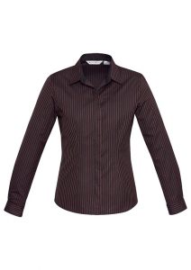 Reno Stripe Cotton-Rich Shirt - Ladies Long Sleeve