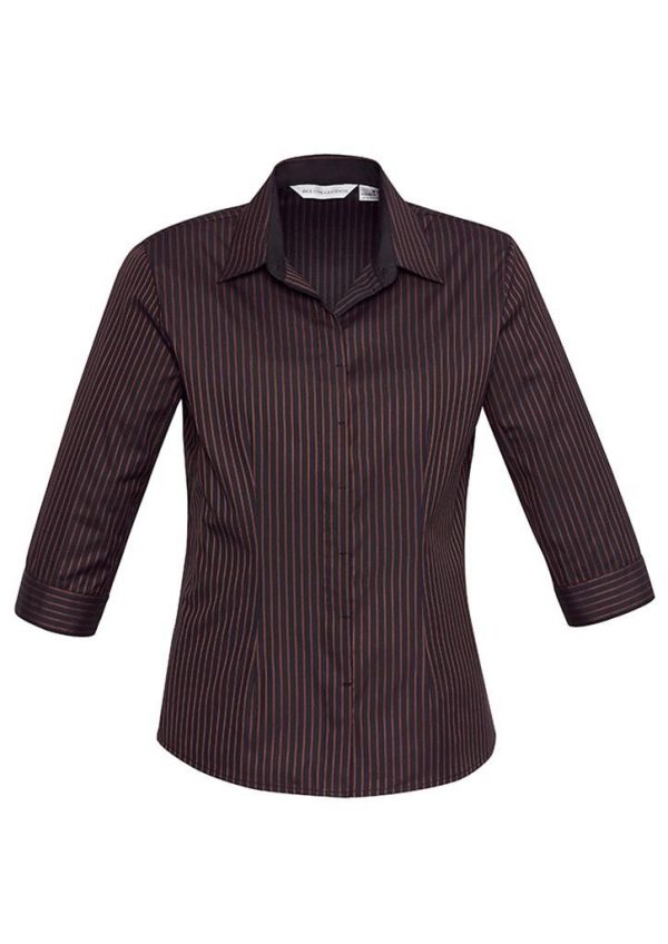 Reno Stripe Cotton-Rich Shirt - Ladies 3/4 Sleeve