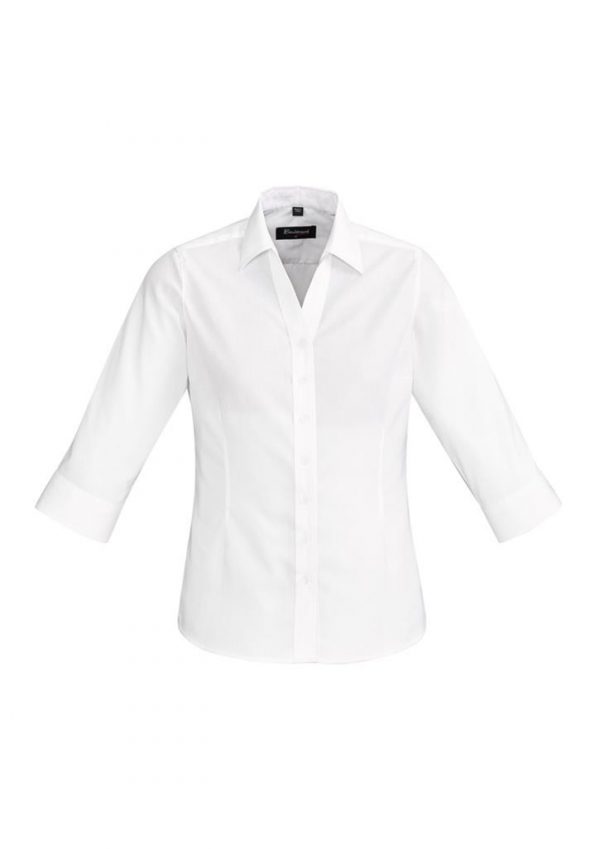 Ladies Hudson 3/4 Sleeve Shirt White