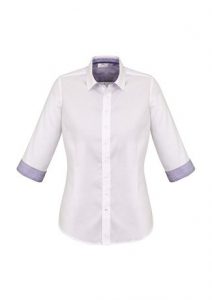 Ladies Herne Bay 3/4 Sleeve Shirt White/Purple Reign