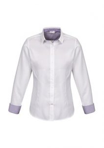 Ladies Herne Bay Long Sleeve Shirt White/ Purple Reign