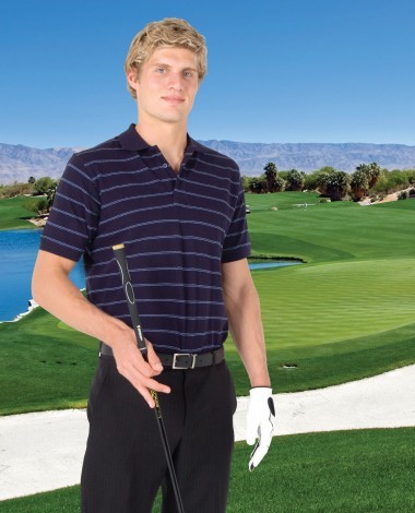 Mens Golf Stripe Jacquard Polo