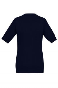 Women's Zip Front Short Sleeve Knit Navy