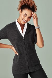 Women's Zip Front Short Sleeve Knit