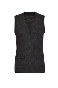 Women's Button Front Knit Vest Charcoal